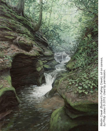 Martin Creek (Bartram's Falling Creek), oil on canvas by Philip Juras copyright 2010
