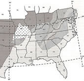 coverage map Woody Plants of the Southeastern US: A Winter Guide by Ron Lance